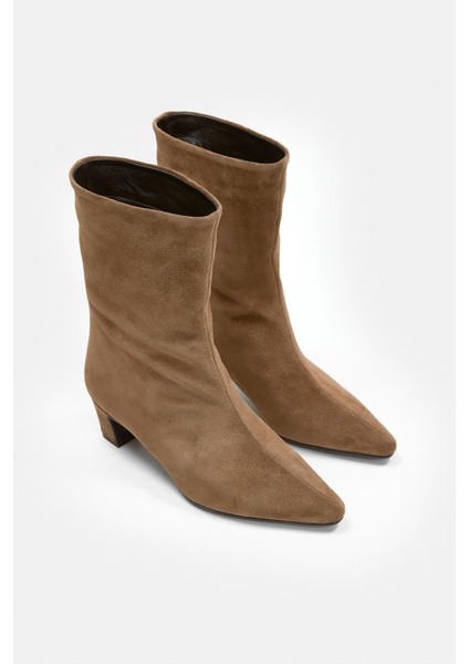 Dante Sigaro Süet Hakiki Deri Topuklu Bot