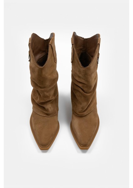 Lata Sigaro Süet Hakiki Deri Topuklu Bot modelleri