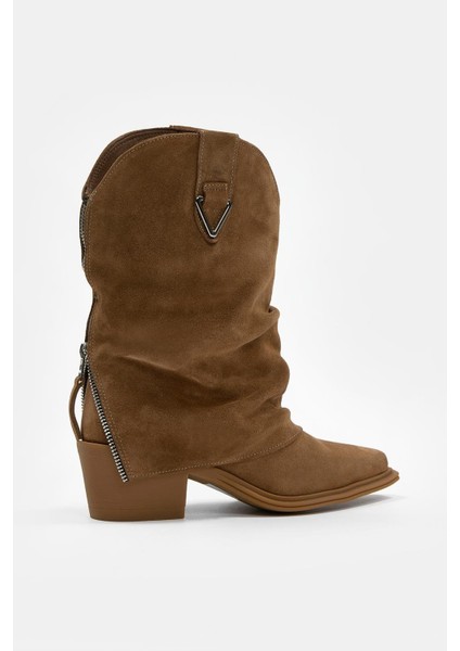 Lata Sigaro Süet Hakiki Deri Topuklu Bot indirimleri