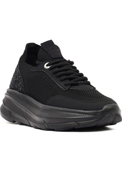 Zero Kadın Siyah Bağcıklı Kalın Tabanlı Kumaş Sneaker 25AFD43126F