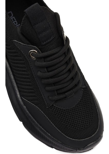 Zero Kadın Siyah Bağcıklı Kalın Tabanlı Kumaş Sneaker 25AFD43126F