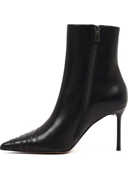 Kadın Siyah Fermuarlı Ince Topuklu Deri Bot 25WFD101318 fırsatları