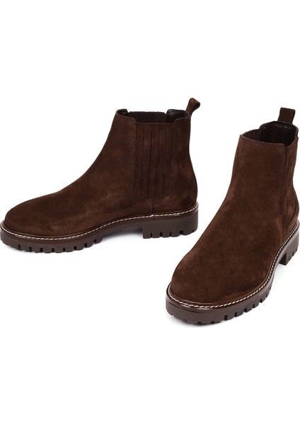 Kadın Kahverengi Süet Deri Chelsea Bot 25WFD188010 modelleri