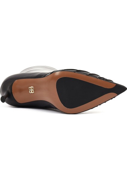 Kadın Siyah Fermuarlı Ince Topuklu Deri Bot 25WFD101318