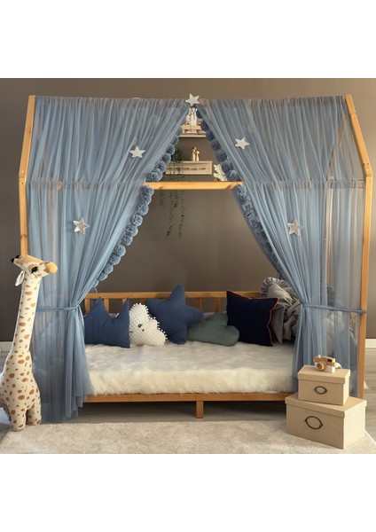 Indigo Çift Perdeli Montessori Yatak Cibinliği modelleri