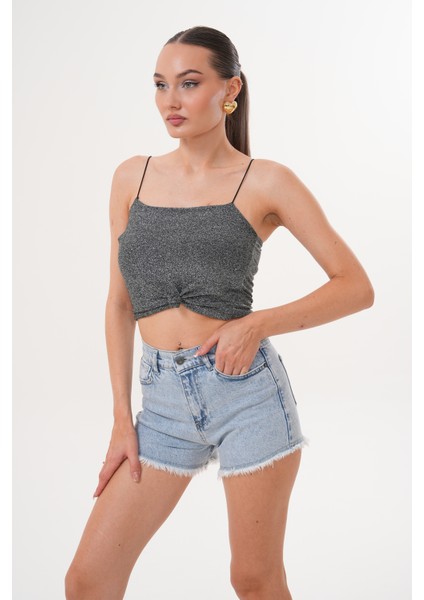 Kadın Kot Şort Yüksek Bel Püskül Detaylı modelleri