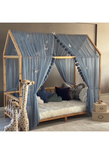 Indigo Çift Perdeli Montessori Yatak Cibinliği