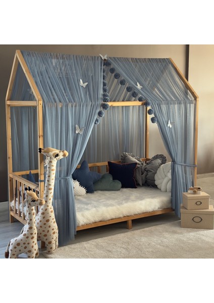 Indigo Çift Perdeli Montessori Yatak Cibinliği