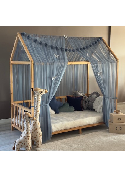 Indigo Çift Perdeli Montessori Yatak Cibinliği