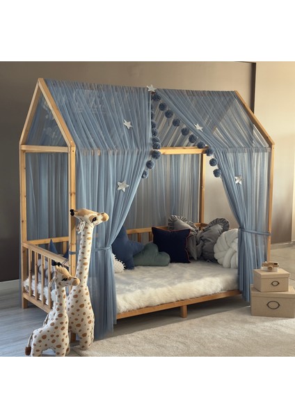 Indigo Çift Perdeli Montessori Yatak Cibinliği