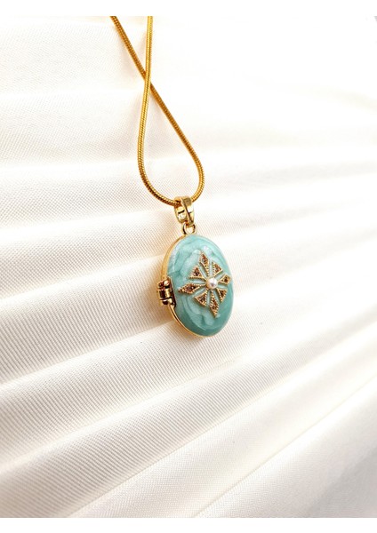 Mine Detaylı Kapaklı Madalyon Kolye – Altın Renk Yılan Zincir fiyatları