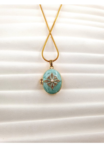 Mine Detaylı Kapaklı Madalyon Kolye – Altın Renk Yılan Zincir modelleri