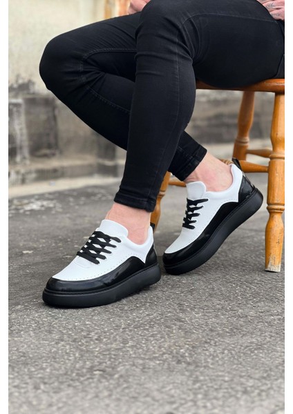 Kömür Beyaz Rugan Ortopedik Taban Erkek Casual Ayakkabı modelleri