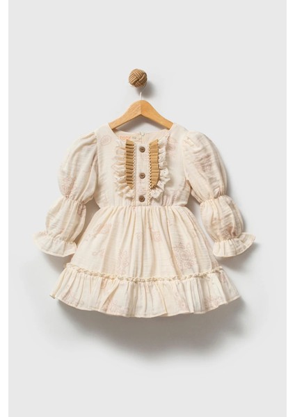 Mıra Uzun Kollu Yaka Detaylı Kız Çocuk Bayramlık Özel Gün Elbisesi fiyatları