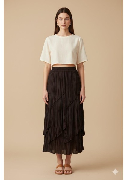 5475 Viola Parçalı Kırıştırma Etek