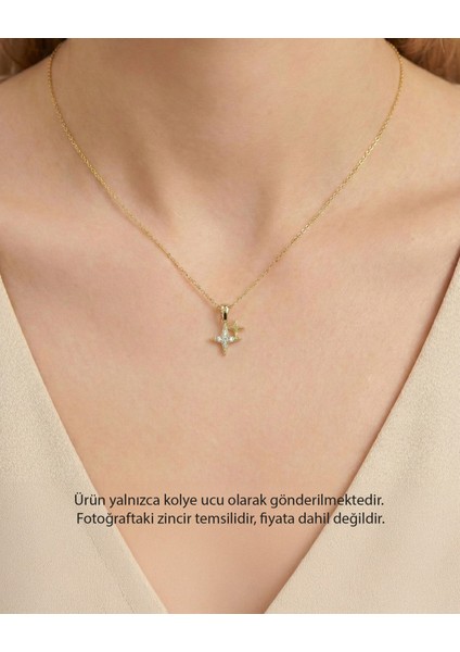 Minik Ikili Yıldız 14 Ayar Altın Kolye Ucu modelleri