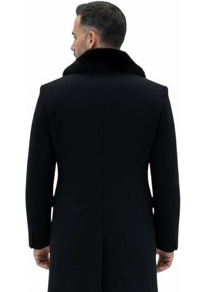 Erkek Uzun Kaşe Kaban – Çıkartılabilir Kürk Yaka, Astarlı ve Cepli Slim Fit Mont (Bej, Gri, Siyah, Taba)