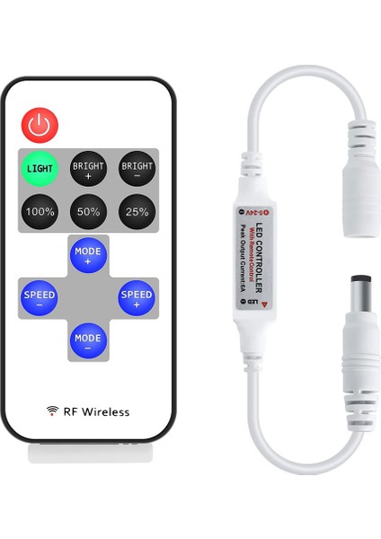 Kumandalı Dc 12-24V Tek Renk Şerit LED Dimmer Kontrol Cihazı