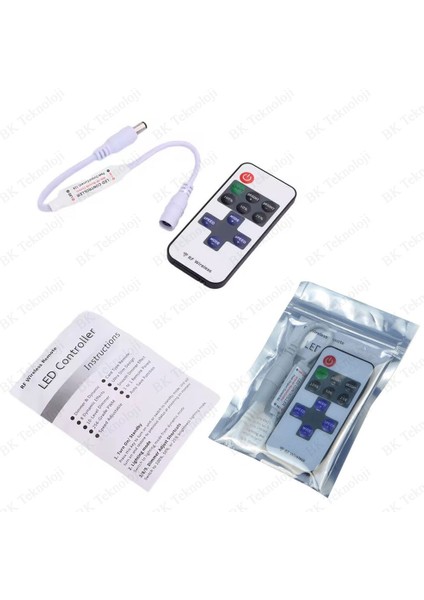 Kumandalı Dc 12-24V Tek Renk Şerit LED Dimmer Kontrol Cihazı