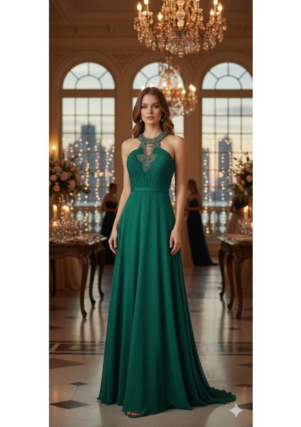 Zeyn Kadın Abiye Straplez Drapeli Şifon Uzun Elbise fırsatları