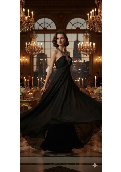 Zeyn Kadın Abiye Straplez Drapeli Şifon Uzun Elbise