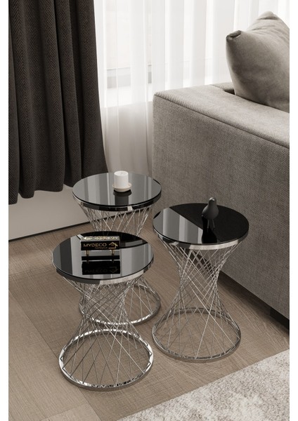 Pota Zigon Sehpa Gümüş Kaplama Siyah Ayna fiyatları