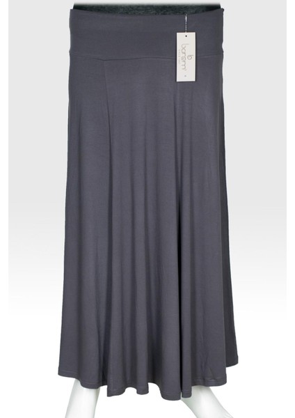 Kadın Lamia Korsajlı Parçalı Astarsız Basic Gri Penye Etek