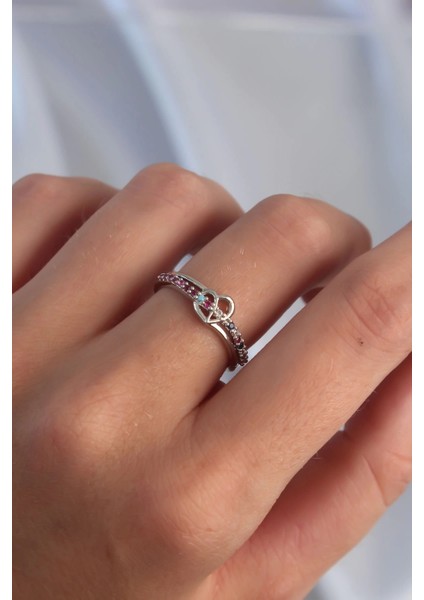 Bfs Pirinç Gümüş Renk Renkli Zirkon Taşlı Ayarlamalı Yüzük fiyatları