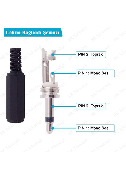3.5mm Mono Lehimlenebilir Plastik Erkek Ses Jakı 4 Adet fırsatları