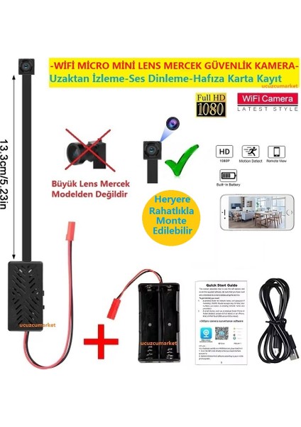 Mini Lens Wifi Güvenlik Kamera (Uzaktan Izleme-Ses-Hafıza Kart Kayıt-Hareket Algılama)