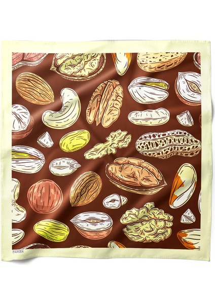 Kuruyemiş Desenli Bandana Fular