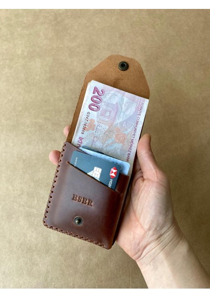 (Isim Yazıyoruz) El Yapımı Deri Modern Erkek Cüzdanı Kartlık