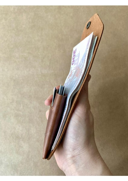 (Isim Yazıyoruz) El Yapımı Deri Modern Erkek Cüzdanı Kartlık