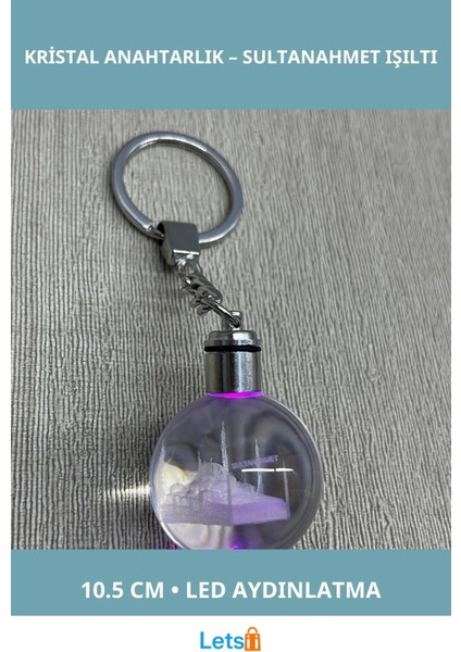 LED Işıklı Sultanahmet Tasarımı Kristal Anahtarlık 10.5 cm