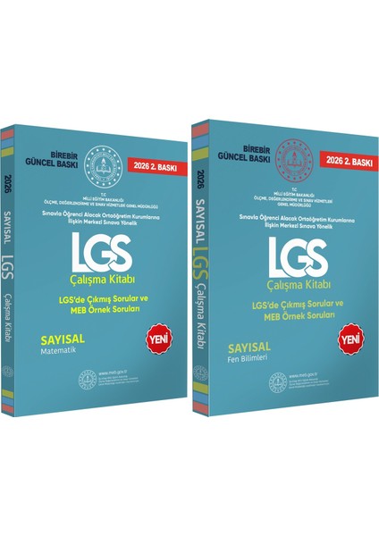 2026 8.sınıf Lgs Meb Örnek Soruları Sayısal Çalışma 2li Kitap Seti Renkli Baskı A4 Ebat Güncel