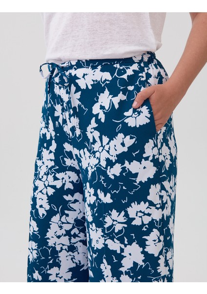 Çiçek Desenli Wide Leg Pantolon indirimleri