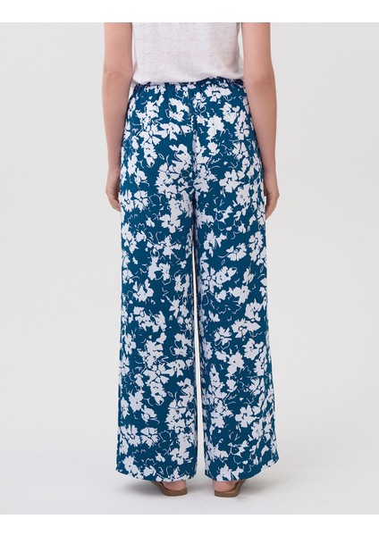 Çiçek Desenli Wide Leg Pantolon