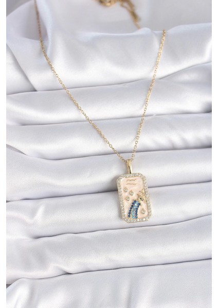 Bfs 316L Çelik Gold Renk Zincir Kova Burcu Zirkon Taşlı Kadın Kolye fiyatları