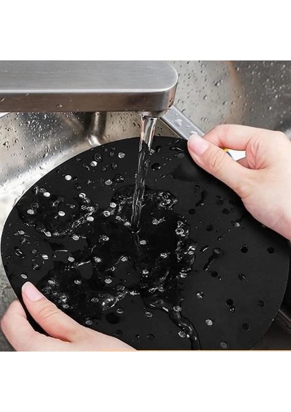 Renkli Isıya Dayanıklı Yıkanılabilir Silikon Fırın ve Airfryer Yuvarlak Pişirme Matı 23 cm