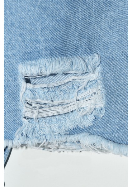 Kız Çocuk Yırtıklı Sırt Kelebek Nakışlı 7 - 12 Yaş Trend Kot Ceket - 2099 modelleri