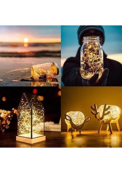 Peri LED Işık 5 Metre (Sarı) Pilli Aydınlatma Şerit Saçak Spot Süsleme