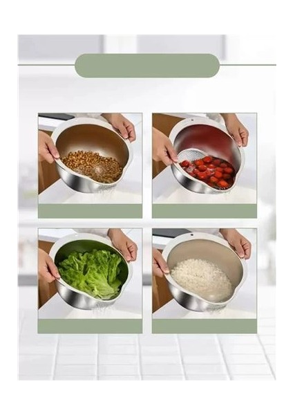 Bfs Inox Süzgeç Pirinç Makarna Salata Süzgeci 304 Paslanmaz Çelik 2 Adet