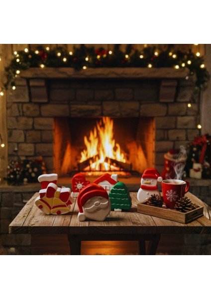 El Işçiliği Detaylı 7 Parça Yılbaşı Dekor Seti – Sevimli Noel Figürleri (6×4 Cm)