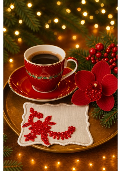 El Emeği Premium Kahve Sunum Altlığı – Nakışlı Şık Sunumluk,yılbaşı Hediyelik Özel Ürün modelleri