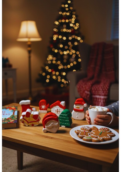 El Işçiliği Detaylı 7 Parça Yılbaşı Dekor Seti – Sevimli Noel Figürleri (6×4 Cm) modelleri