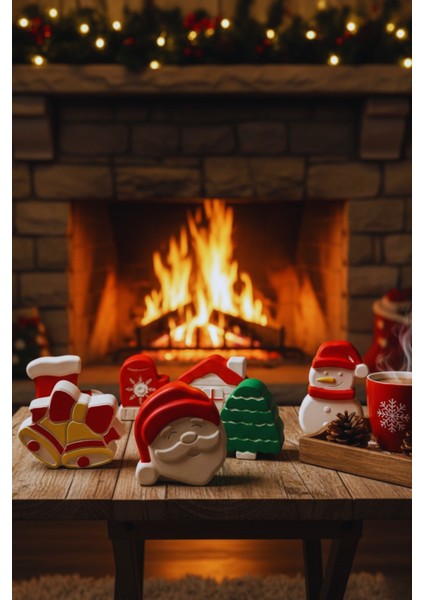 El Işçiliği Detaylı 7 Parça Yılbaşı Dekor Seti – Sevimli Noel Figürleri (6×4 Cm)