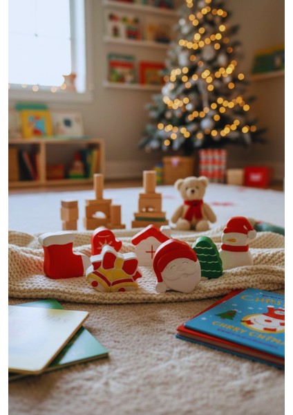 El Işçiliği Detaylı 7 Parça Yılbaşı Dekor Seti – Sevimli Noel Figürleri (6×4 Cm)