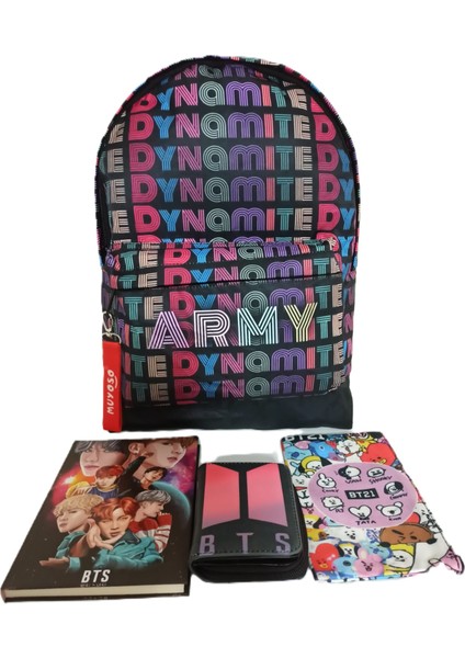 Bts Army Sırt Çantası, Defter, Bez Kalemlik, Cüzdan Yılbaşı Özel Hediye Seti