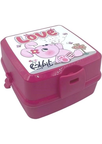 Kendiliğinden Kaşık Çatallı Beslenme Kutusu 4 Bölmeli Çocuk Beslenme Kabı Saklama Kutusu