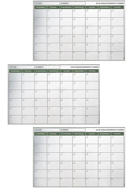 Manyetik Yapışkanlı Bir Aylık Program Planlayıcı Takvim 85X56 cm